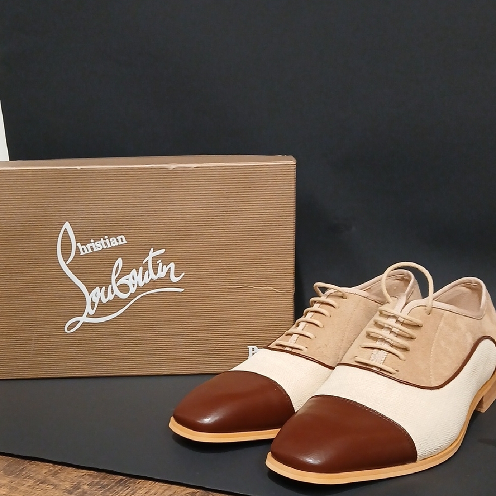 Auth. Christian Louboutin Men's Greggory Mixed Media Oxfords Sz 42 (NIB)